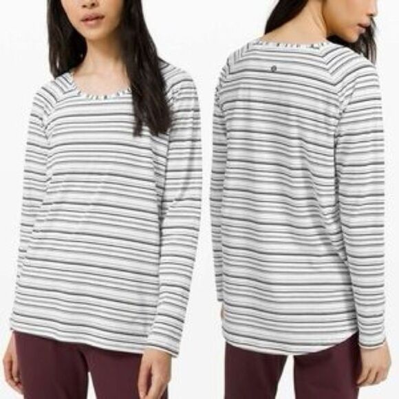 Lululemon Striped Long Sleeve Top Sz 4 - Picture 1 of 6